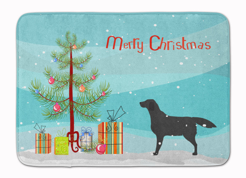 Black Labrador Retriever Merry Christmas Tree Machine Washable Memory Foam Mat BB2926RUG