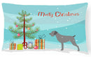German Wirehaired Pointer Merry Christmas Tree Decorative Throw Pillow 12x16 Indoor Outdoor Accent Cushion, Fabric Cover with Insert for Sofa, Bed, Porch & Living Room