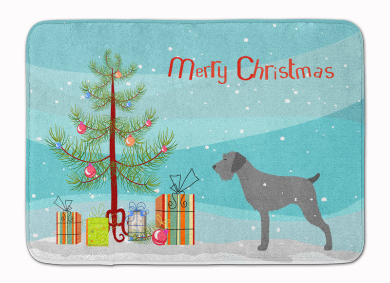 German Wirehaired Pointer Merry Christmas Tree Machine Washable Memory Foam Mat BB2929RUG