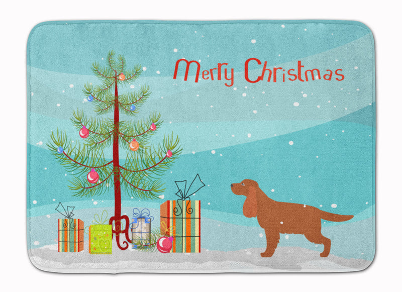 English Cocker Spaniel Merry Christmas Tree Machine Washable Memory Foam Mat BB2930RUG