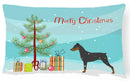 German Pinscher Merry Christmas Tree Decorative Throw Pillow 12x16 Indoor Outdoor Accent Cushion, Fabric Cover with Insert for Sofa, Bed, Porch & Living Room