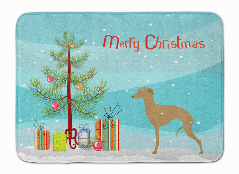 Italian Greyhound Merry Christmas Tree Machine Washable Memory Foam Mat BB2932RUG