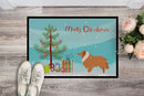 Collie Dog Merry Christmas Tree Doormat Indoor Outdoor 18H X 27W Front Door Mat Rugs for Entryway, Non Slip Washable