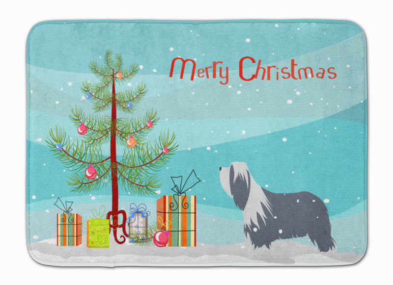 Bearded Collie Dog Merry Christmas Tree Machine Washable Memory Foam Mat BB2935RUG