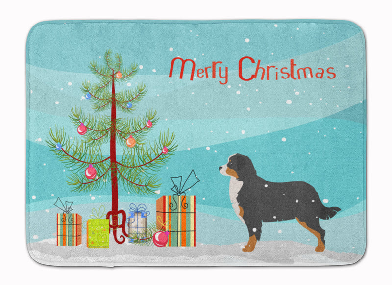 Bernese Mountain Dog Merry Christmas Tree Machine Washable Memory Foam Mat BB2937RUG