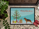 German Shepherd Merry Christmas Tree Doormat Indoor Outdoor 18H X 27W Front Door Mat Rugs for Entryway, Non Slip Washable