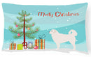 Polish Tatra Sheepdog Merry Christmas Tree Decorative Throw Pillow 12x16 Indoor Outdoor Accent Cushion, Fabric Cover with Insert for Sofa, Bed, Porch & Living Room