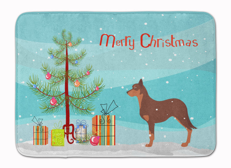 Australian Kelpie Dog Merry Christmas Tree Machine Washable Memory Foam Mat BB2947RUG