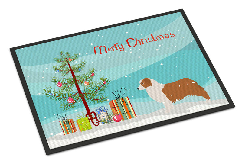 Australian Shepherd Dog Merry Christmas Tree Indoor or Outdoor Mat 18x27 BB2951MAT