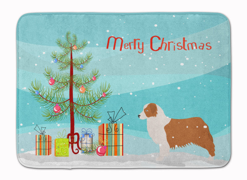 Australian Shepherd Dog Merry Christmas Tree Machine Washable Memory Foam Mat BB2951RUG