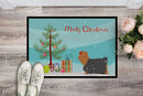 Yorkshire Terrier Yorkie Merry Christmas Tree Doormat Indoor Outdoor 18H X 27W Front Door Mat Rugs for Entryway, Non Slip Washable