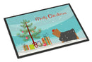 Yorkshire Terrier Yorkie Merry Christmas Tree Doormat Indoor Outdoor 18H X 27W Front Door Mat Rugs for Entryway, Non Slip Washable