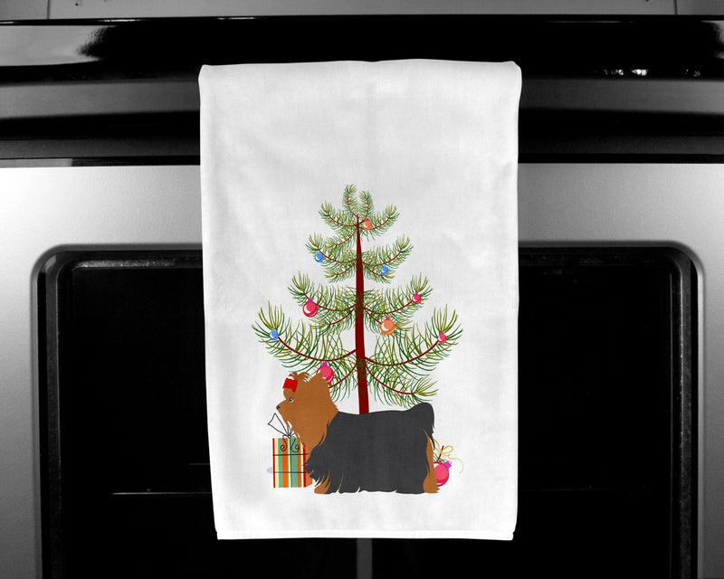 Yorkshire Terrier Yorkie Merry Christmas Tree White Kitchen Towel Set of 2 BB2952WTKT