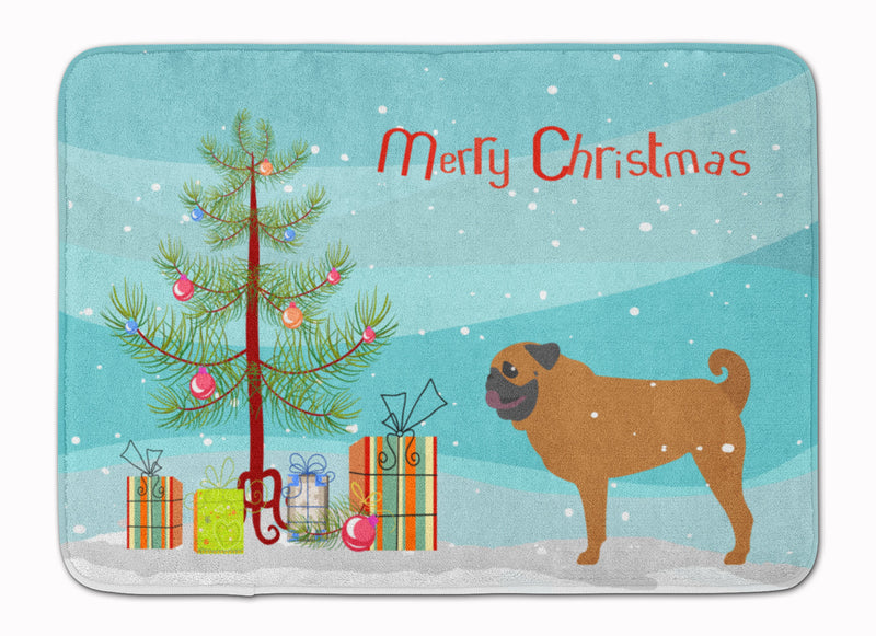 Pug Merry Christmas Tree Machine Washable Memory Foam Mat BB2965RUG