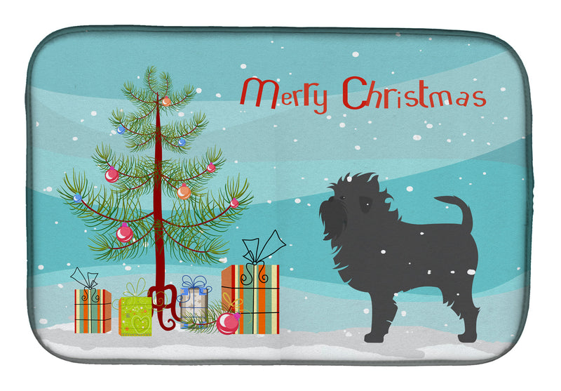 Affenpinscher Merry Christmas Tree Dish Drying Mat – Absorbent, Artistic Kitchen Essentials BB2966DDM