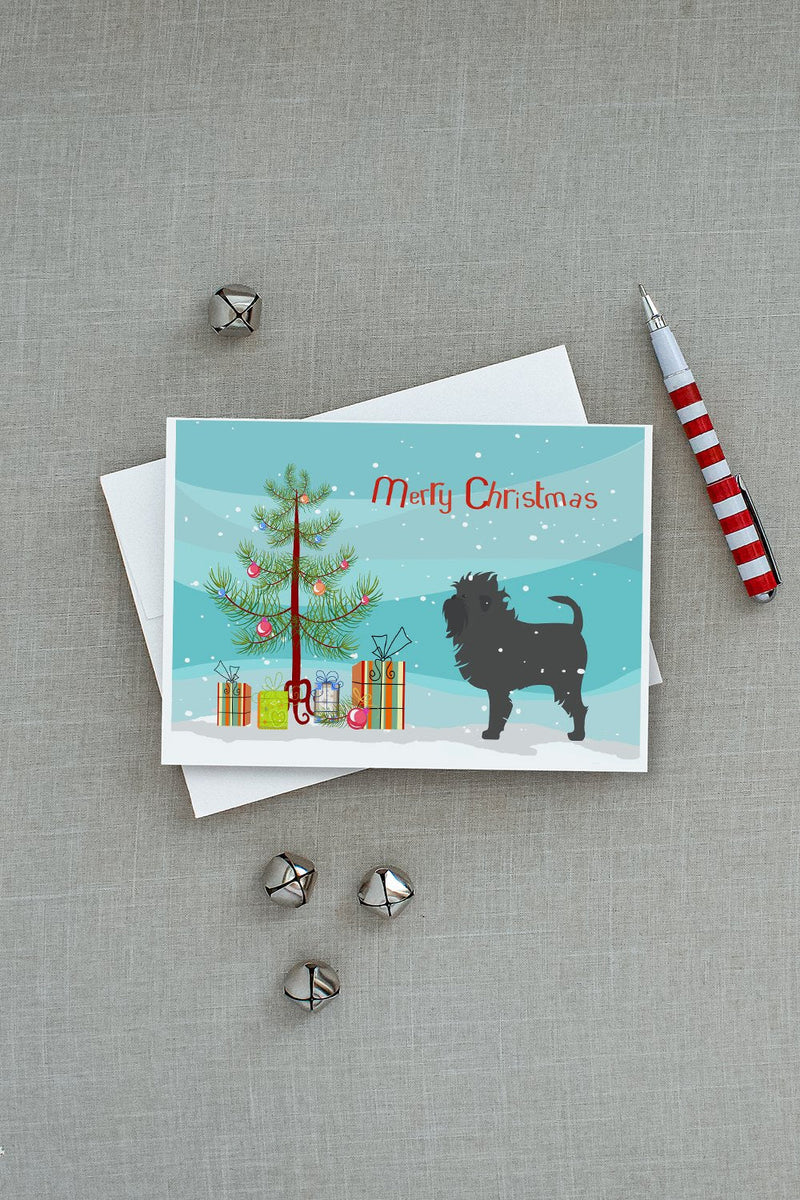 Affenpinscher Merry Christmas Tree Greeting Cards and Envelopes Pack of 8