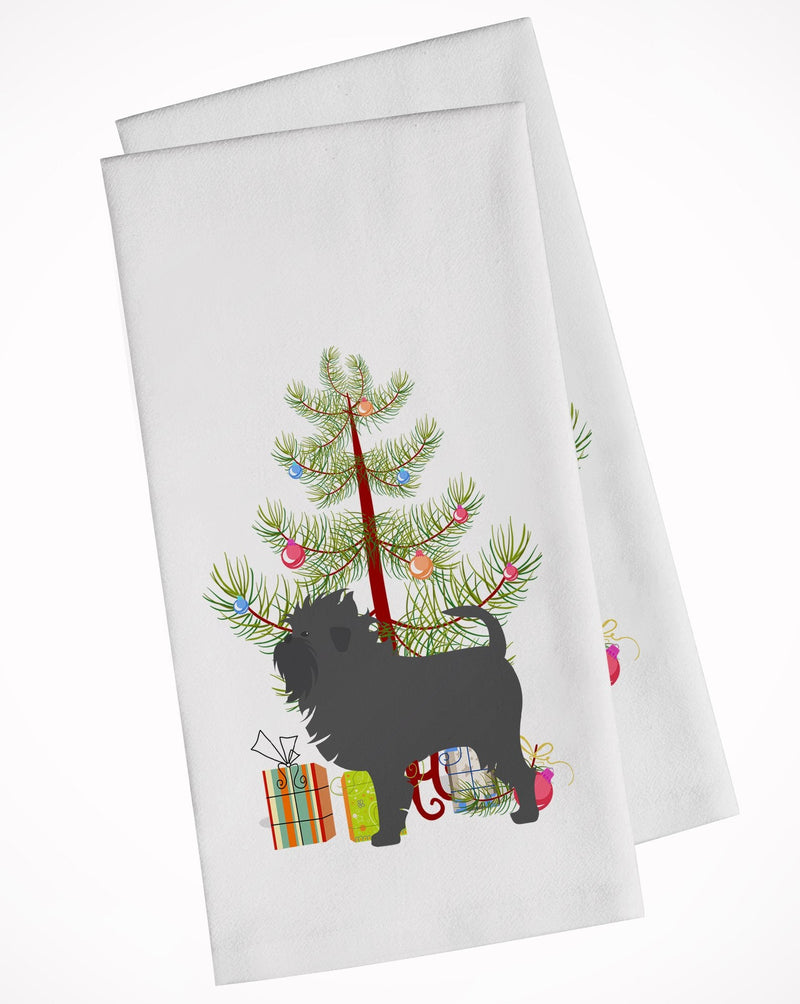 Affenpinscher Merry Christmas Tree White Kitchen Towel Set of 2 BB2966WTKT