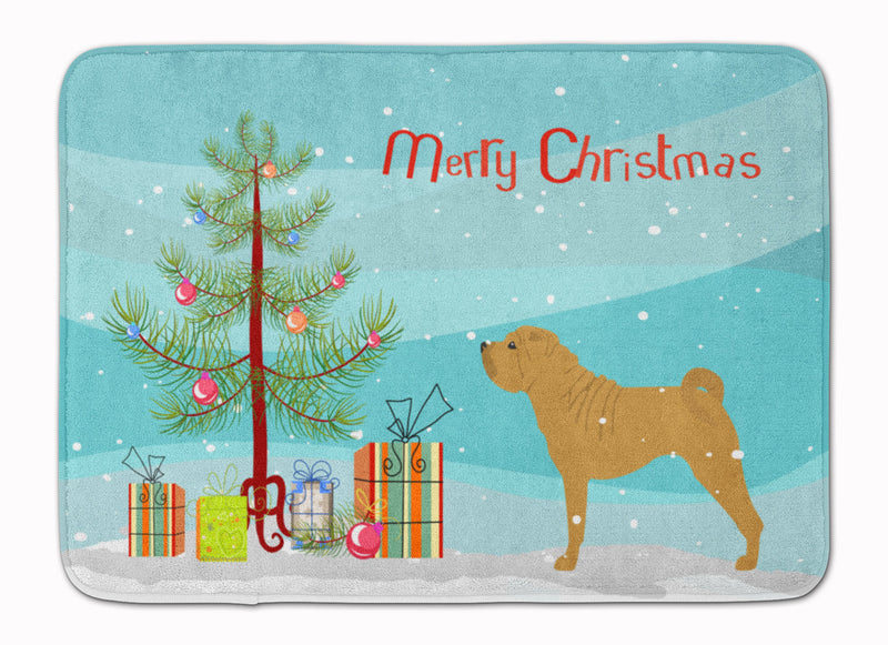 Shar Pei Merry Christmas Tree Machine Washable Memory Foam Mat BB2970RUG