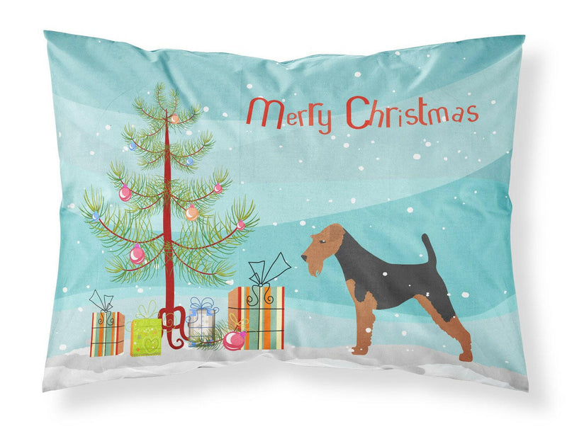 Airedale Terrier Merry Christmas Tree Fabric Standard Pillowcase BB2975PILLOWCASE