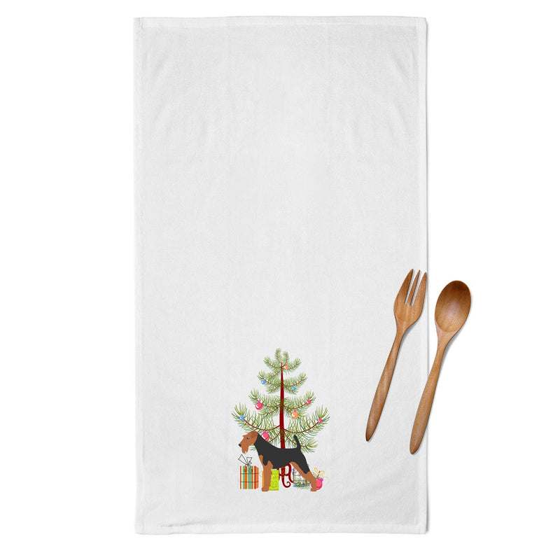 Airedale Terrier Merry Christmas Tree White Kitchen Towel Set of 2 BB2975WTKT