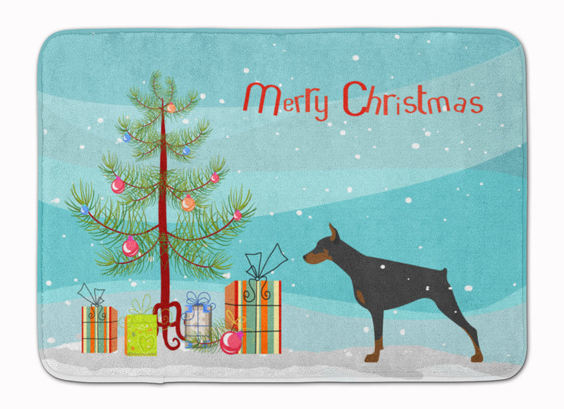 Doberman Pinscher Merry Christmas Tree Machine Washable Memory Foam Mat BB2978RUG