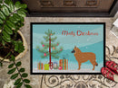 Belgian Shepherd Merry Christmas Tree Doormat Indoor Outdoor 18H X 27W Front Door Mat Rugs for Entryway, Non Slip Washable