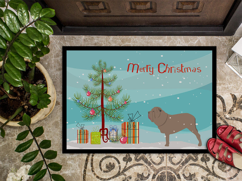 Neapolitan Mastiff Merry Christmas Tree Indoor or Outdoor Mat 18x27 BB2983MAT