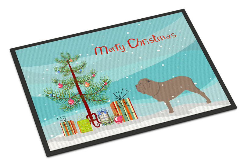 Neapolitan Mastiff Merry Christmas Tree Indoor or Outdoor Mat 18x27 BB2983MAT