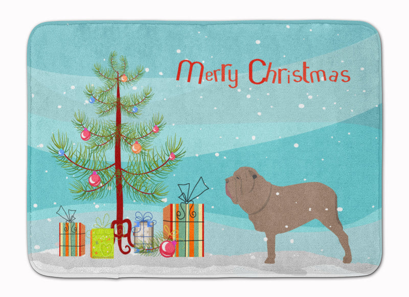 Neapolitan Mastiff Merry Christmas Tree Machine Washable Memory Foam Mat BB2983RUG