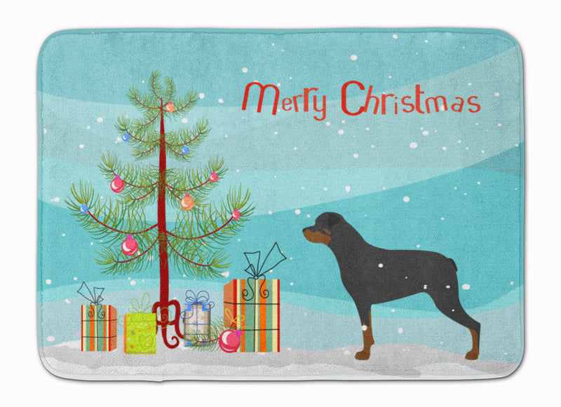 Rottweiler Merry Christmas Tree Machine Washable Memory Foam Mat BB2984RUG