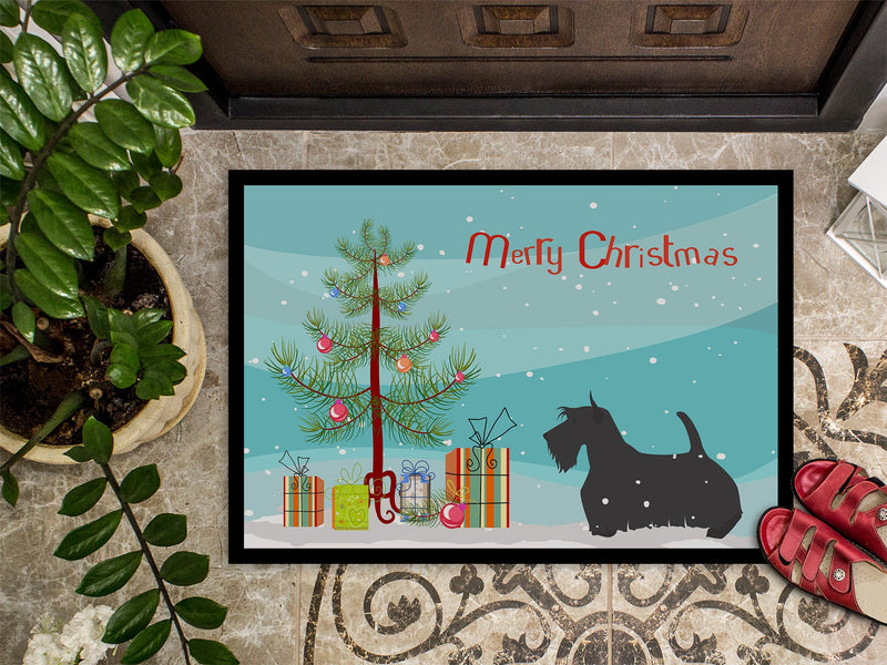 Scottish Terrier Merry Christmas Tree Indoor or Outdoor Mat 18x27 BB2987MAT