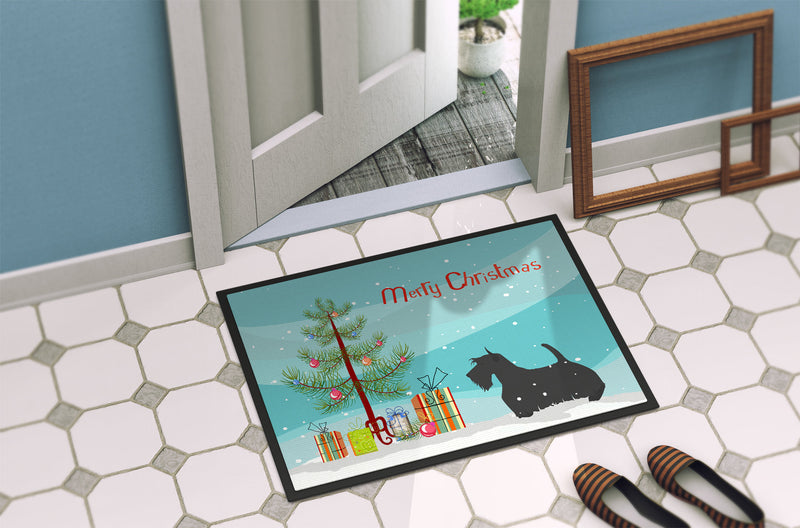 Scottish Terrier Merry Christmas Tree Indoor or Outdoor Mat 18x27 BB2987MAT