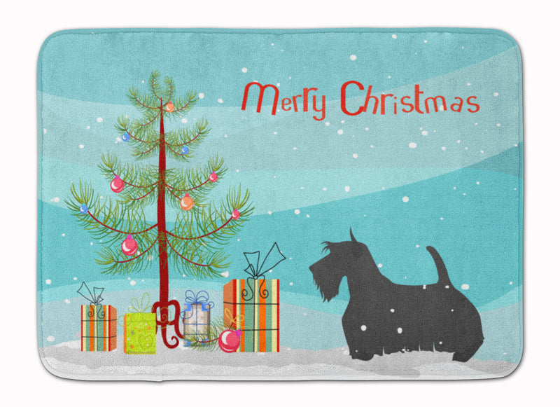 Scottish Terrier Merry Christmas Tree Machine Washable Memory Foam Mat BB2987RUG