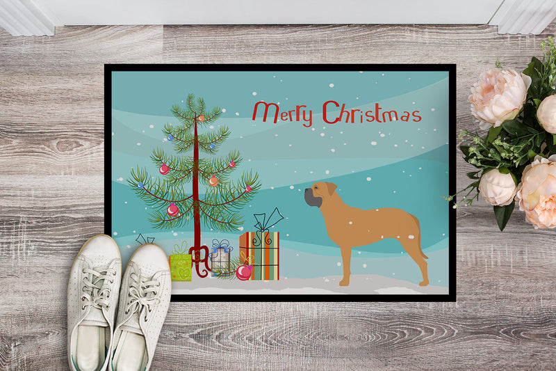 Bullmastiff Merry Christmas Tree Indoor or Outdoor Mat 18x27 BB2989MAT