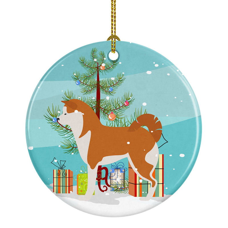 Akita Merry Christmas Tree Ornament - Round Ceramic Ornament – Artist-Designed Keepsake Decoration BB2990CO1