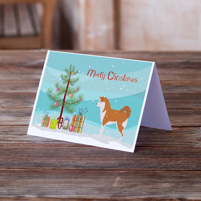 Akita Merry Christmas Tree Greeting Cards and Envelopes Pack of 8