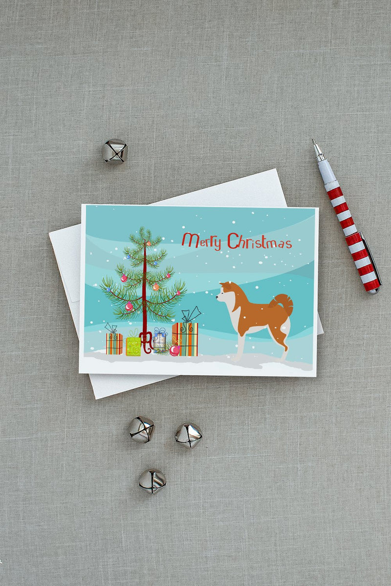 Akita Merry Christmas Tree Greeting Cards and Envelopes Pack of 8