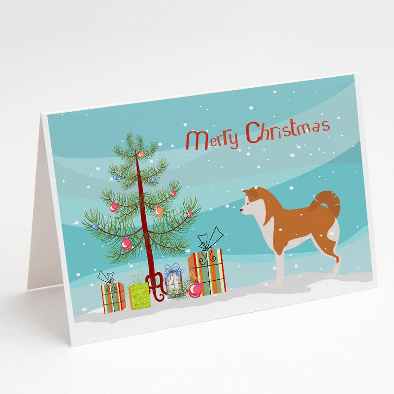 Akita Merry Christmas Tree Greeting Cards and Envelopes Pack of 8