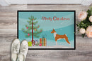 Basenji Merry Christmas Tree Doormat Indoor Outdoor 18H X 27W Front Door Mat Rugs for Entryway, Non Slip Washable