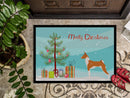 Basenji Merry Christmas Tree Doormat Indoor Outdoor 18H X 27W Front Door Mat Rugs for Entryway, Non Slip Washable