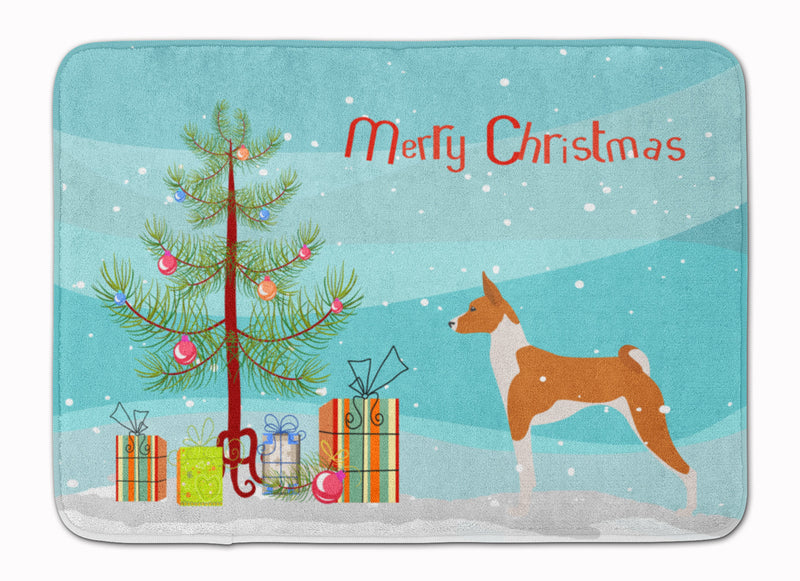 Basenji Merry Christmas Tree Machine Washable Memory Foam Mat BB2992RUG