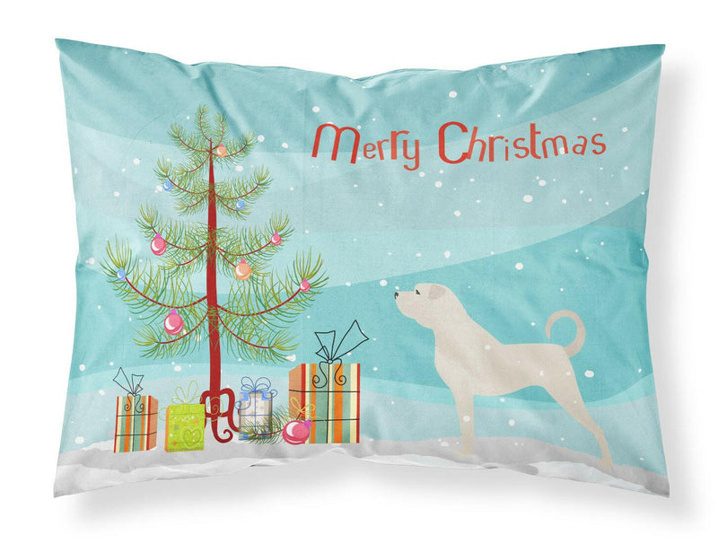 Anatolian Shepherd Merry Christmas Tree Fabric Standard Pillowcase – Artistic Decorative Front, White Back BB2995PILLOWCASE