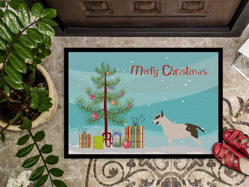 Bull Terrier Merry Christmas Tree Indoor or Outdoor Mat 18x27 BB2996MAT