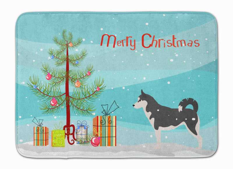 Siberian Husky Merry Christmas Tree Machine Washable Memory Foam Mat BB2998RUG