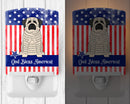 Patriotic USA Mastiff Brindle White Ceramic Night Light Compact, UL-Certified, Ideal for Bedroom, Bathroom, Nursery, Hallway, Kitchen, 6x4x3, Multicolor
