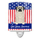 Patriotic USA Mastiff Brindle White Ceramic Night Light Compact, UL-Certified, Ideal for Bedroom, Bathroom, Nursery, Hallway, Kitchen, 6x4x3, Multicolor