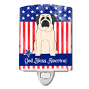 Patriotic USA Mastiff White Ceramic Night Light Compact, UL-Certified, Ideal for Bedroom, Bathroom, Nursery, Hallway, Kitchen, 6x4x3, Multicolor