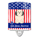 Patriotic USA Lowchen Ceramic Night Light Compact, UL-Certified, Ideal for Bedroom, Bathroom, Nursery, Hallway, Kitchen, 6x4x3, Multicolor