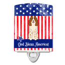 Patriotic USA Russian Spaniel Ceramic Night Light Compact, UL-Certified, Ideal for Bedroom, Bathroom, Nursery, Hallway, Kitchen, 6x4x3, Multicolor