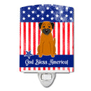 Patriotic USA Border Terrier Ceramic Night Light Compact, UL-Certified, Ideal for Bedroom, Bathroom, Nursery, Hallway, Kitchen, 6x4x3, Multicolor